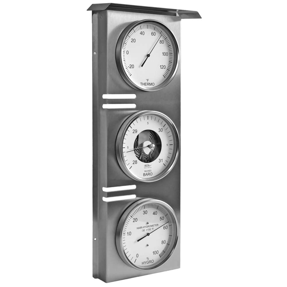 Fischer outdoor weather station, stainless steel, 510 x 215 mm, Ø 130 mm - 823-01-US  (°F/Inch)