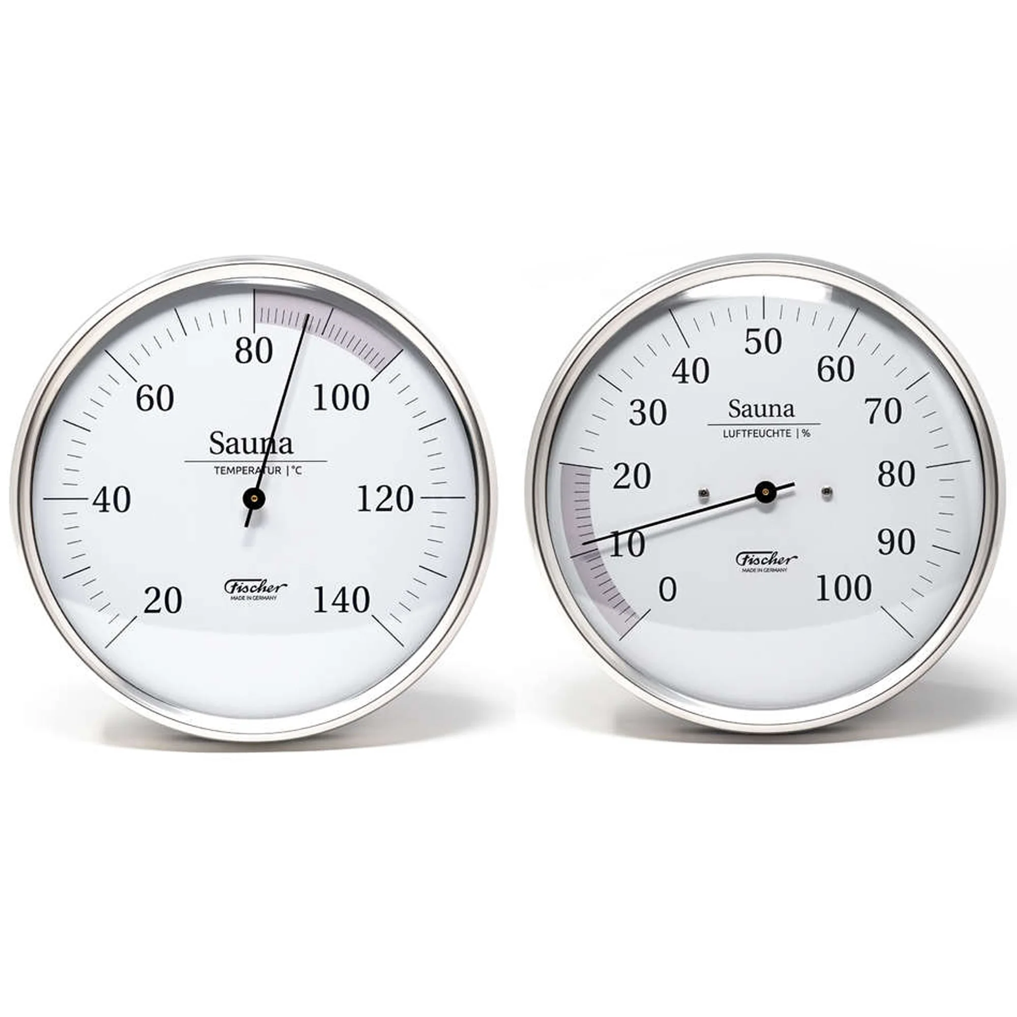 Fischer Sauna Thermometer + Hygrometer, Stainless Steel (°C) - Image 2
