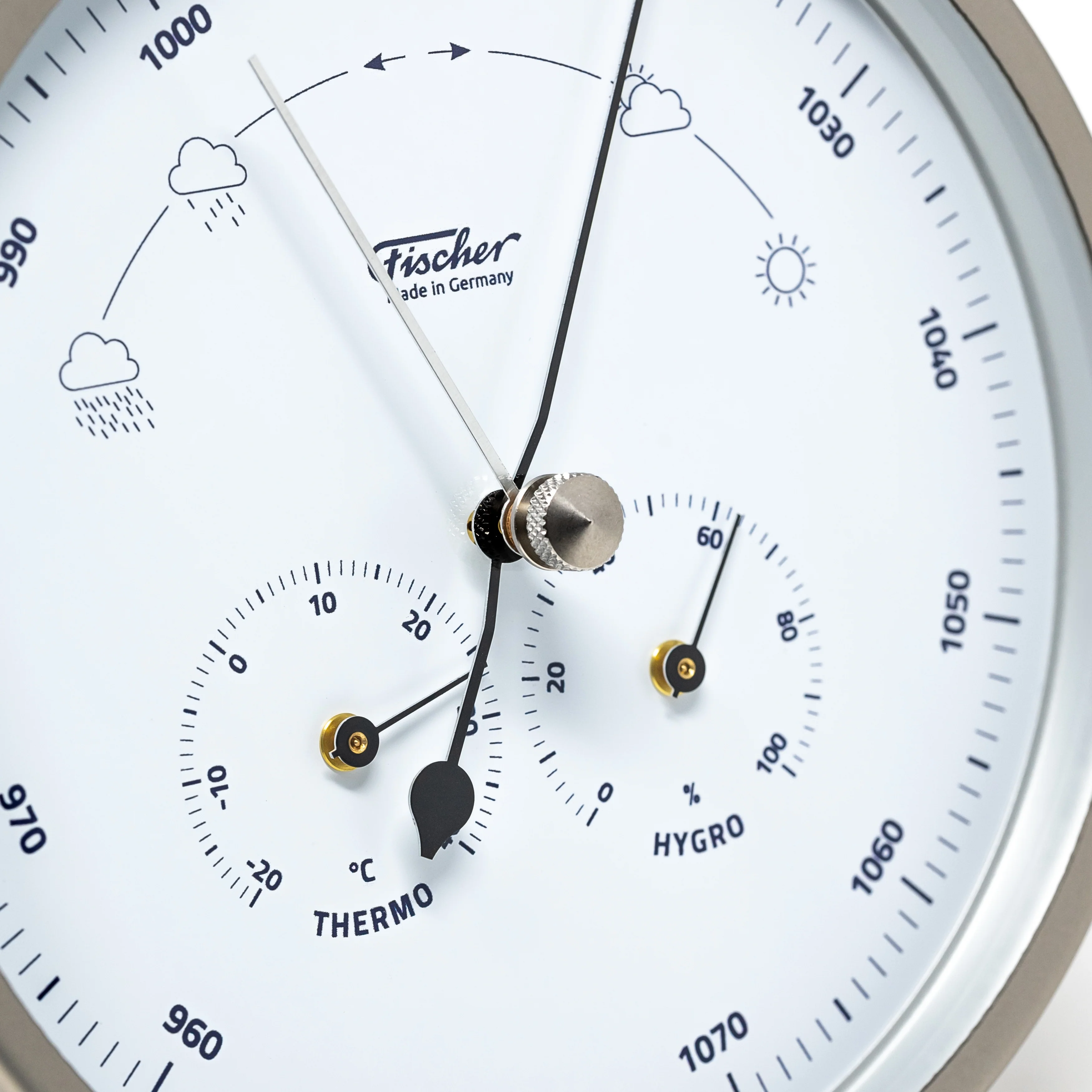 Fischer Barometer with Thermometer & Hygrometer 6.3" - 1602-01 (German Display / °C) - Image 2