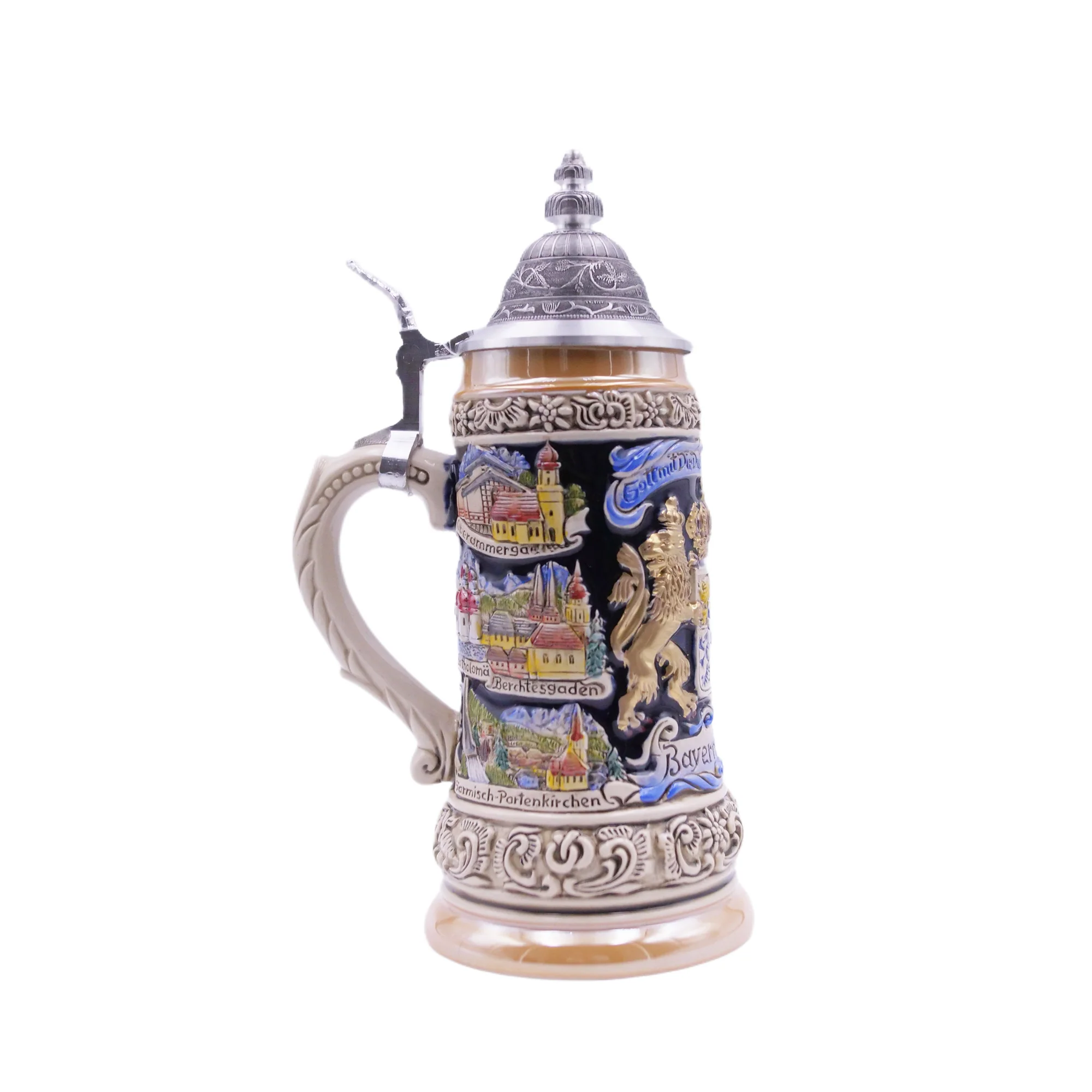 German Beer Stein 1/2 L (16.9 oz), BAVARIAN LION, Special Pewter Lid (ZSD) - No. 1796-996 - Image 3