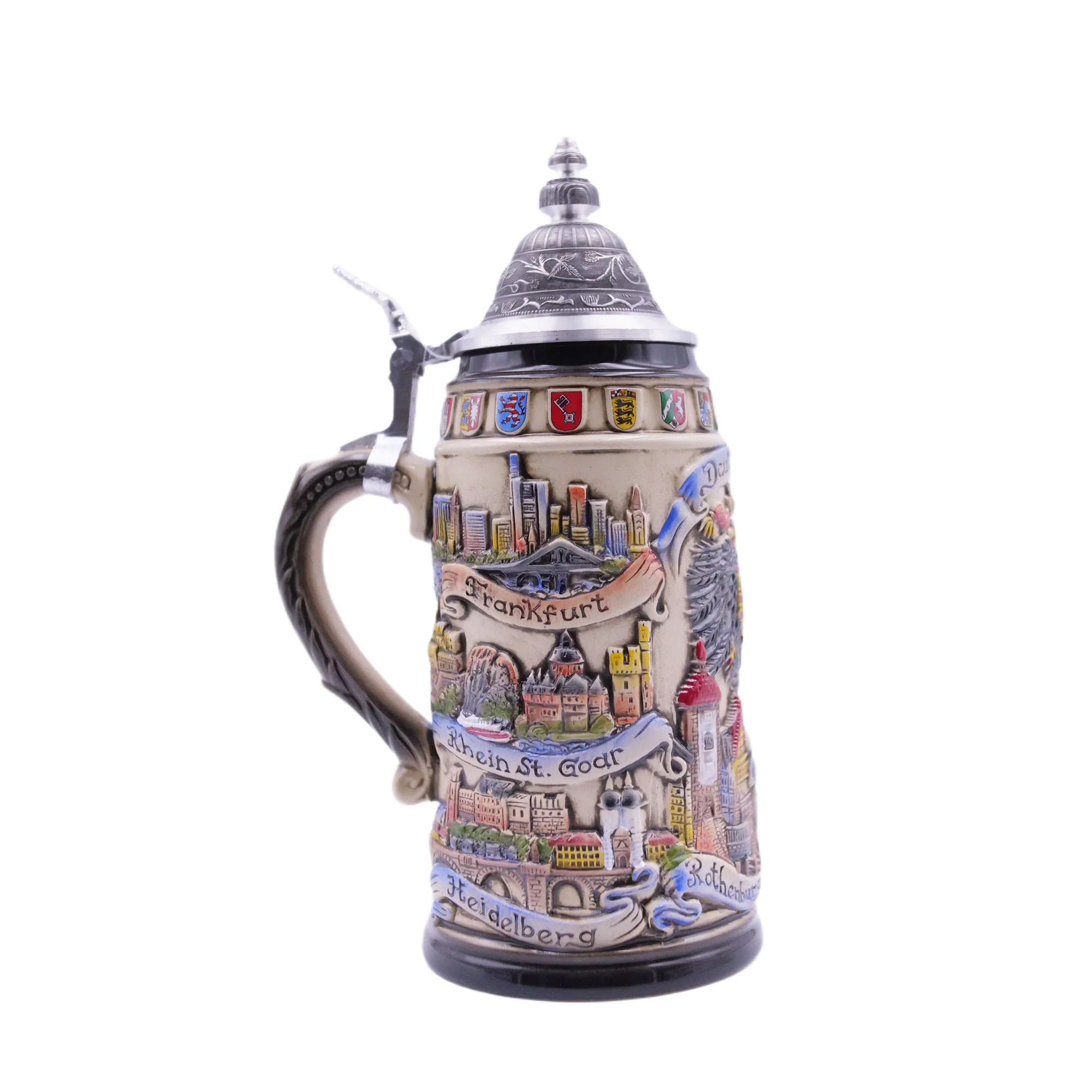 German Beer Stein 1.0 L (33.8 oz), GERMANY CITIES, Special Pewter Lid (ZSD) - No. 1941-906 - Image 3