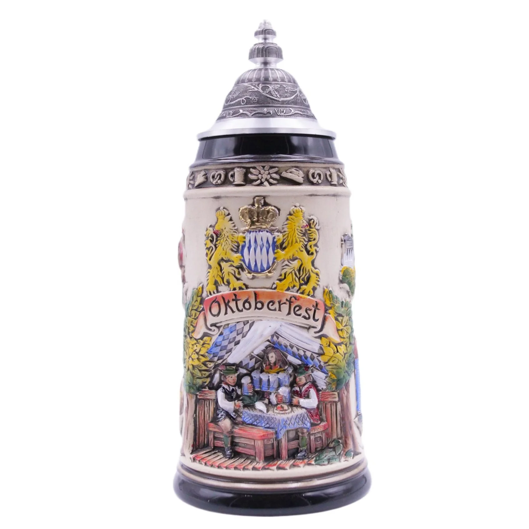 German Beer Stein 1.0 L (33.8 oz), OKTOBERFEST, Special Pewter Lid (ZSD) - No. 1836-906