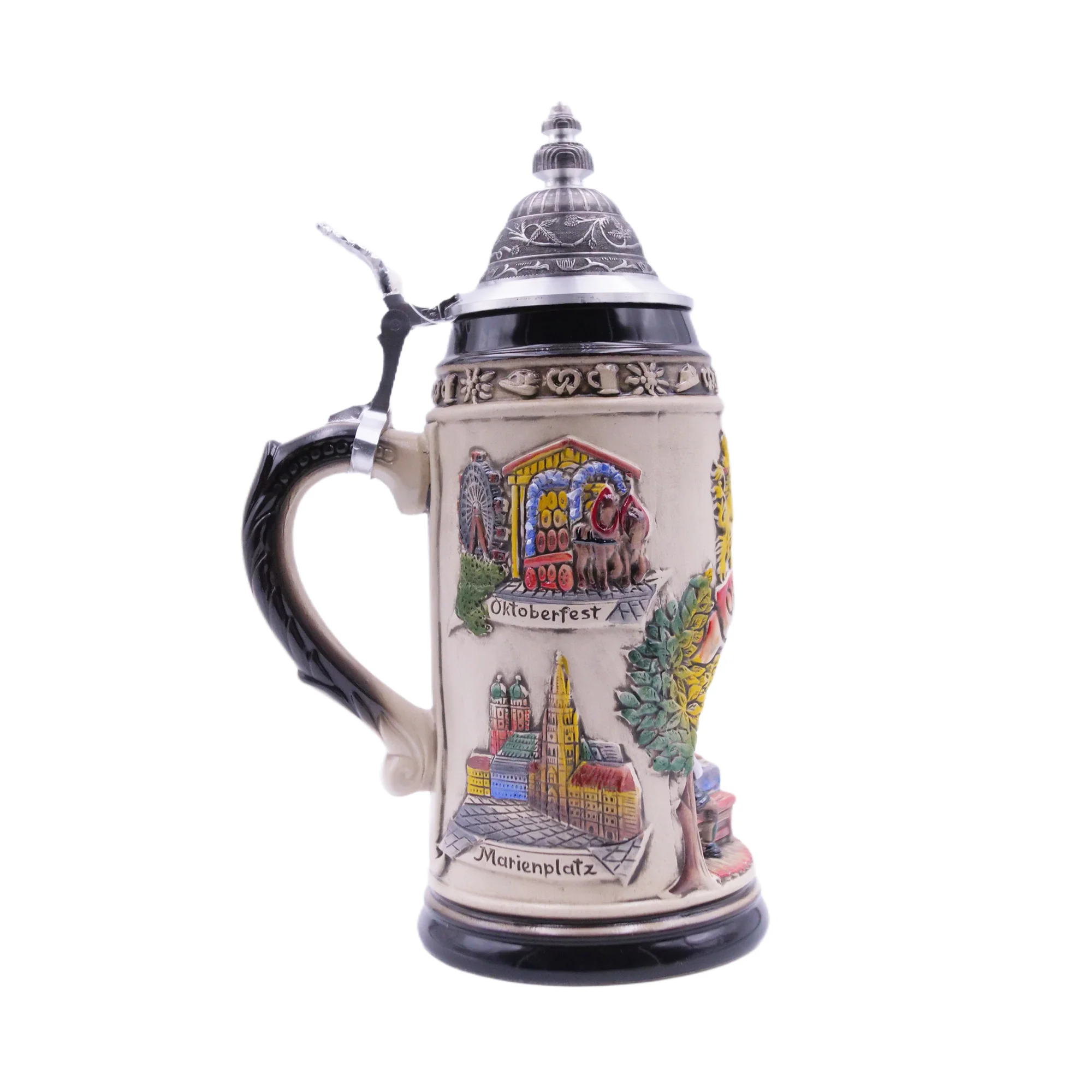 German Beer Stein 1.0 L (33.8 oz), OKTOBERFEST, Special Pewter Lid (ZSD) - No. 1836-906 - Image 3