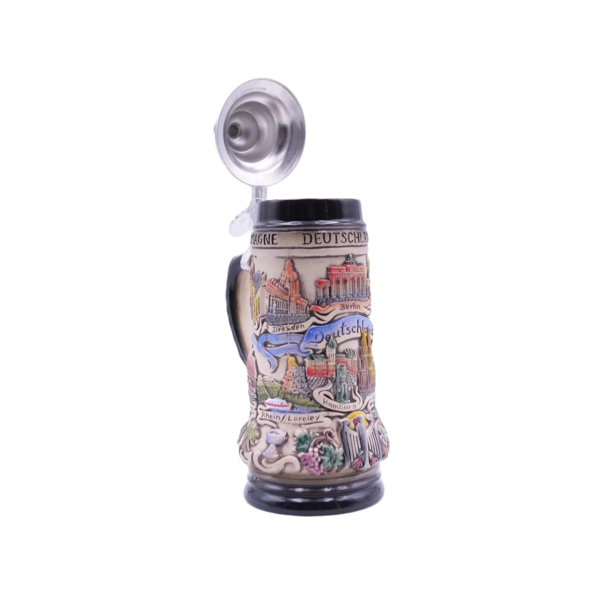 German Beer Stein PANORAMA GERMANY, Special Pewter Lid (ZSD) - Image 3