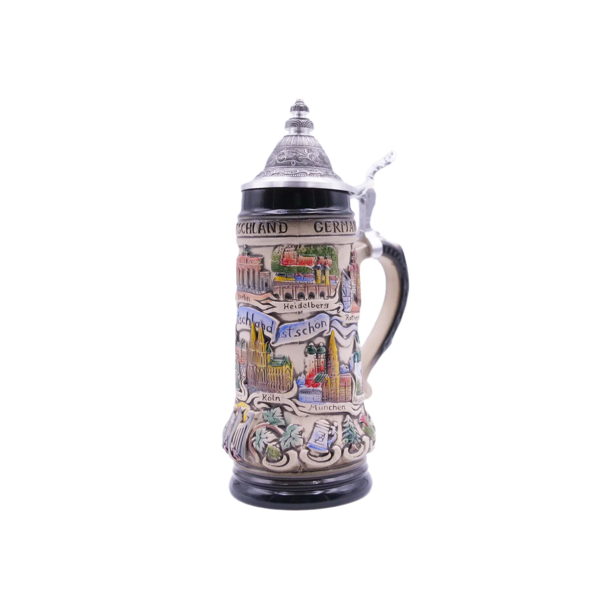 German Beer Stein PANORAMA GERMANY, Special Pewter Lid (ZSD) - Image 5