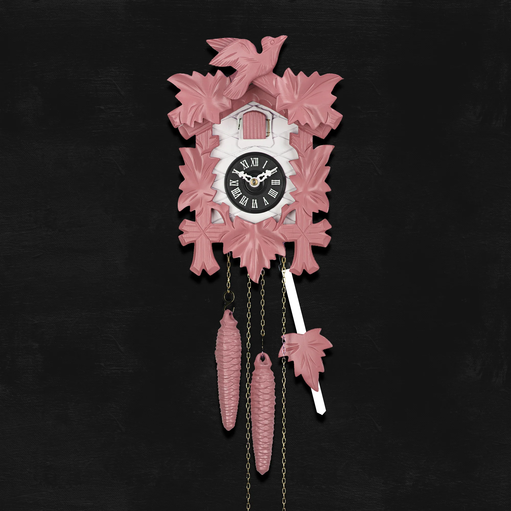 Cuckoo Clock Hand Carved with Leaves and Bird - Image 4
