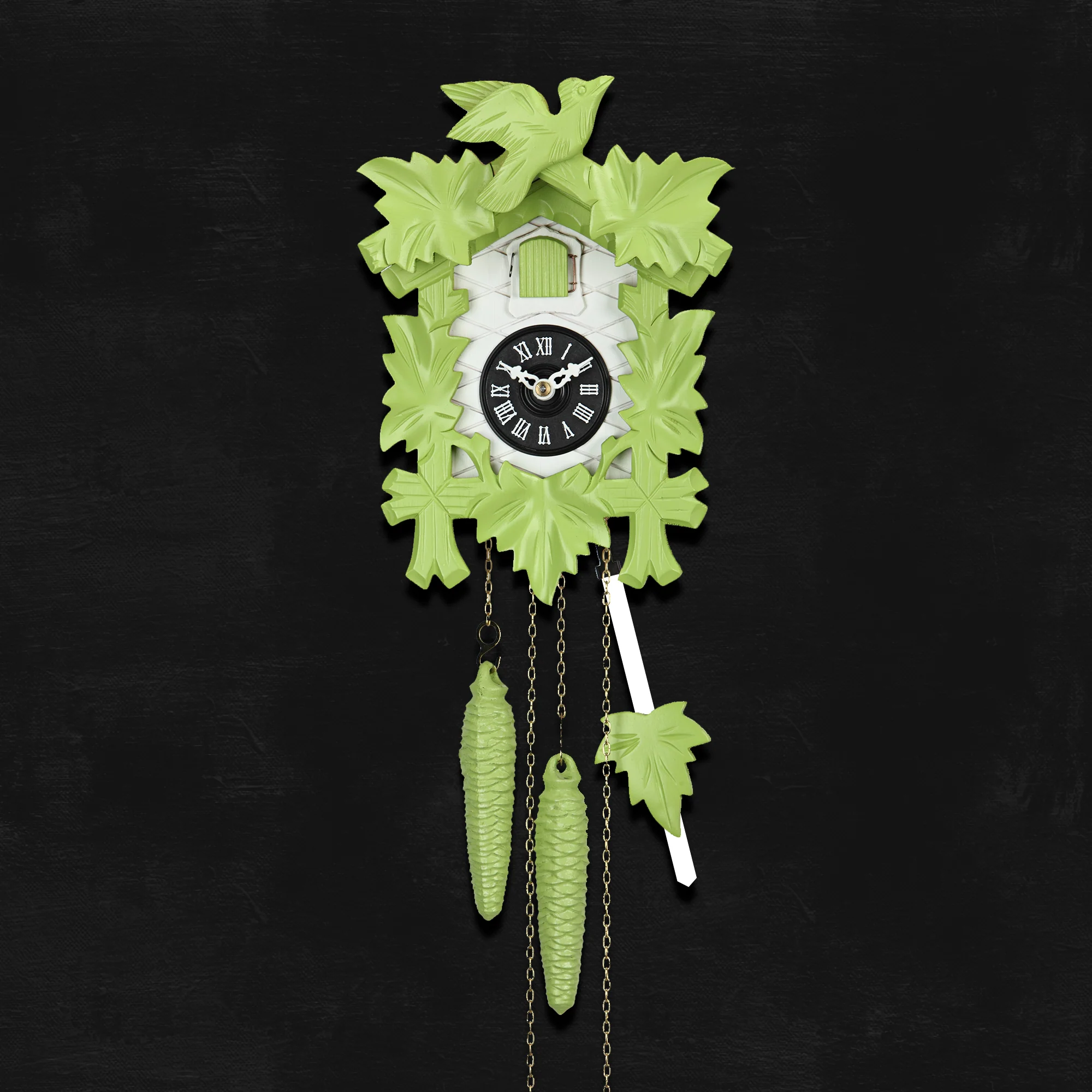 Cuckoo Clock Hand Carved with Leaves and Bird - Image 5