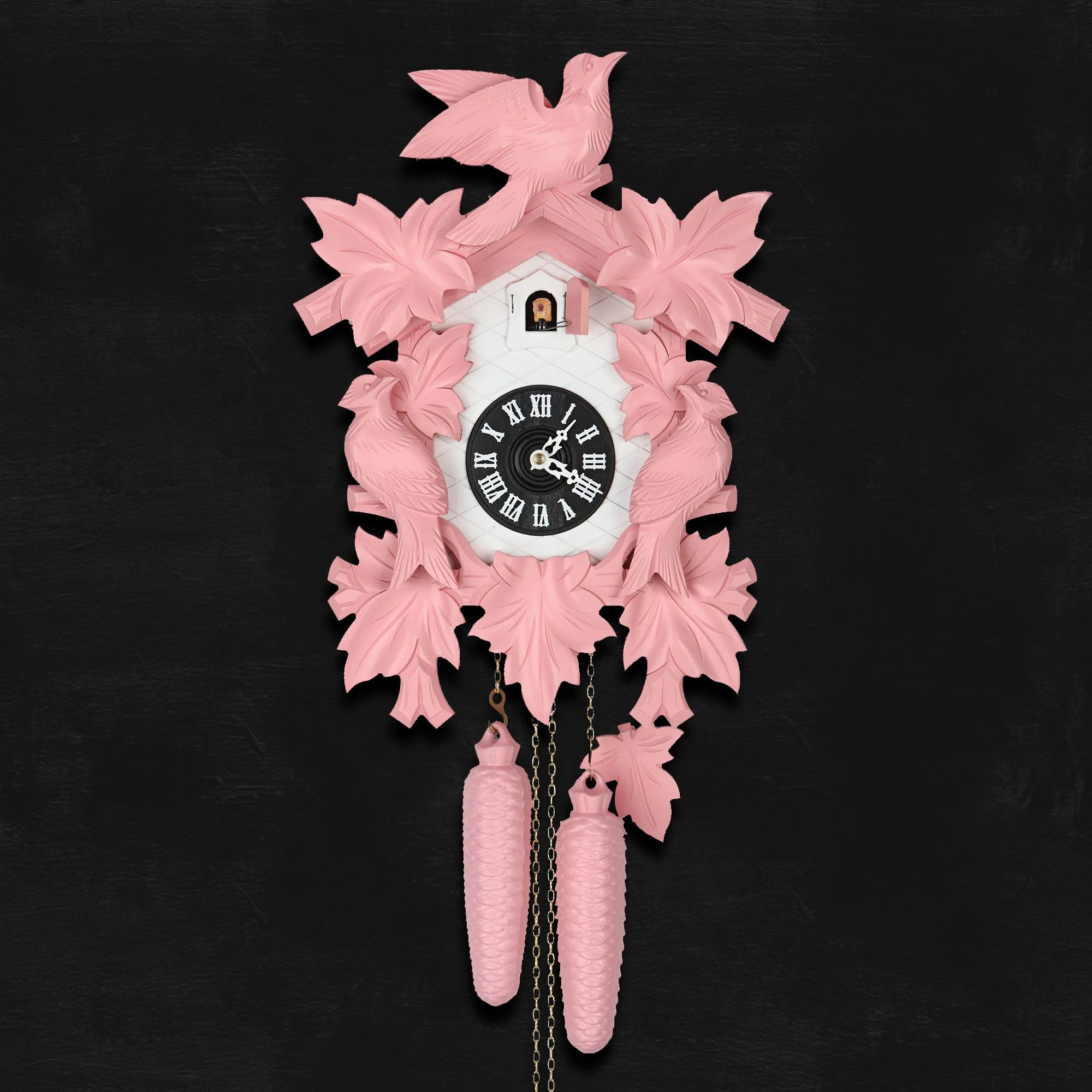 Cuckoo Clock Hand Carved with Leaves and Bird - Image 8