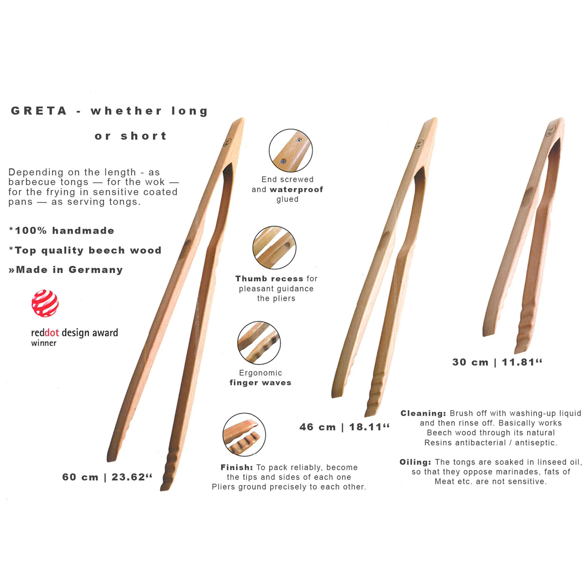 Zetzsche Kitchen Grill Tongs, Beech Wood, Gift Box - Image 14