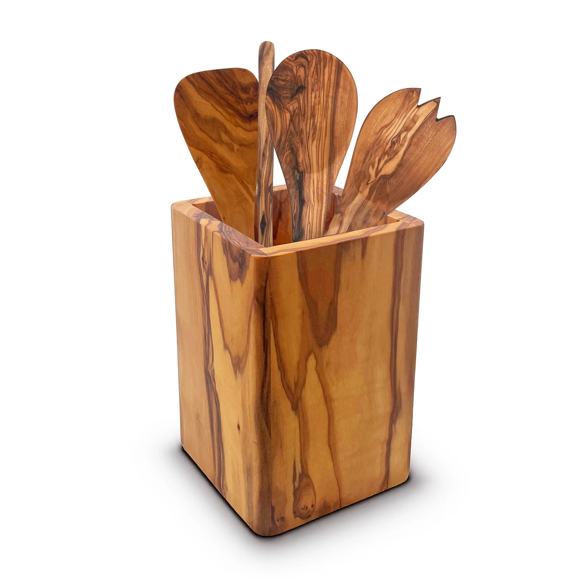 PASTERKAMP Olive Wood Utensil Holder - Ø 16 cm / 6.3" - Image 2