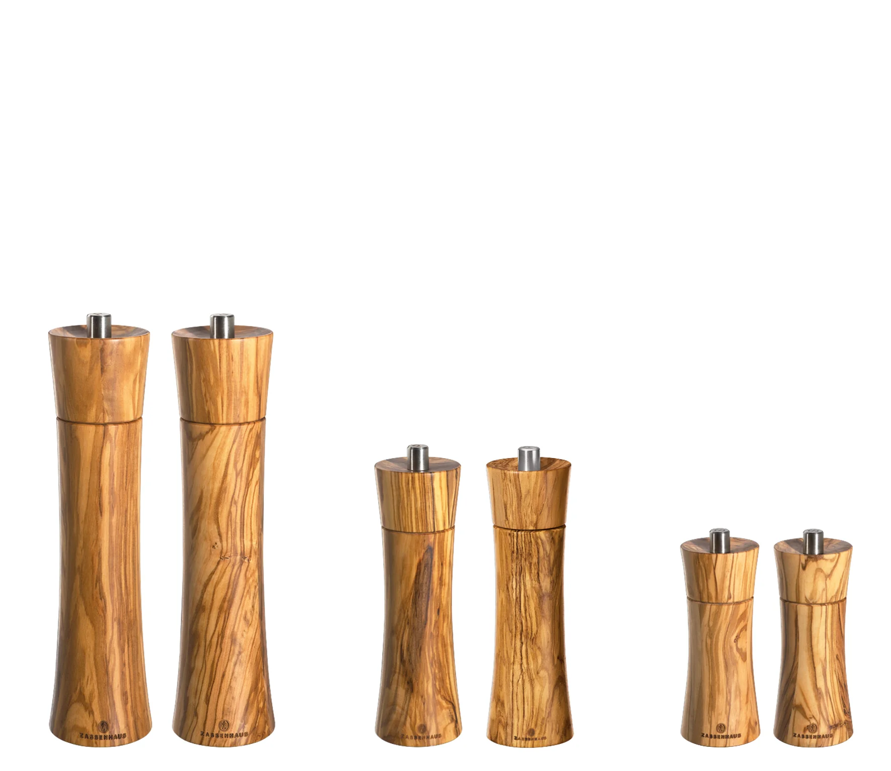 Zassenhaus Pepper & Salt Mill Set FRANKFURT with Coaster, Olive Wood - Image 8